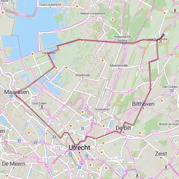 Miniatuurkaart van de fietsinspiratie "Graveltocht rond Maarssen" in Utrecht, Netherlands. Gemaakt door de Tarmacs.app fietsrouteplanner