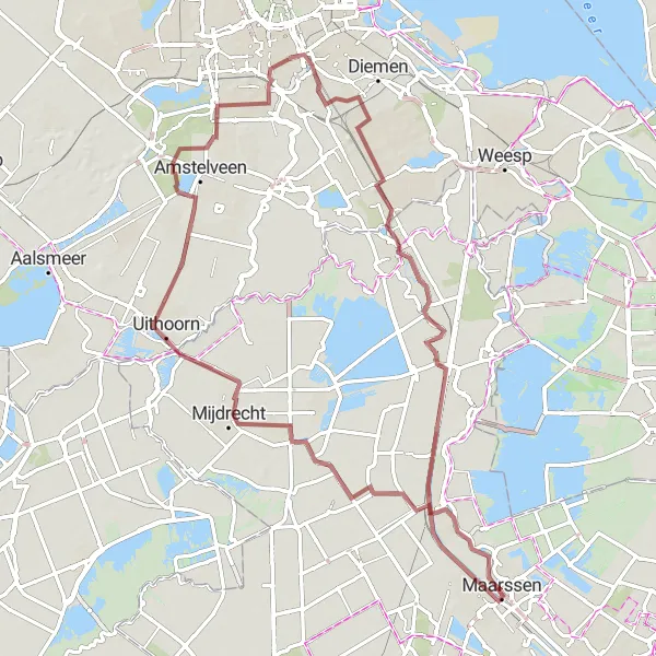Miniatuurkaart van de fietsinspiratie "Verkenningstocht van Maarssen per gravelbike" in Utrecht, Netherlands. Gemaakt door de Tarmacs.app fietsrouteplanner