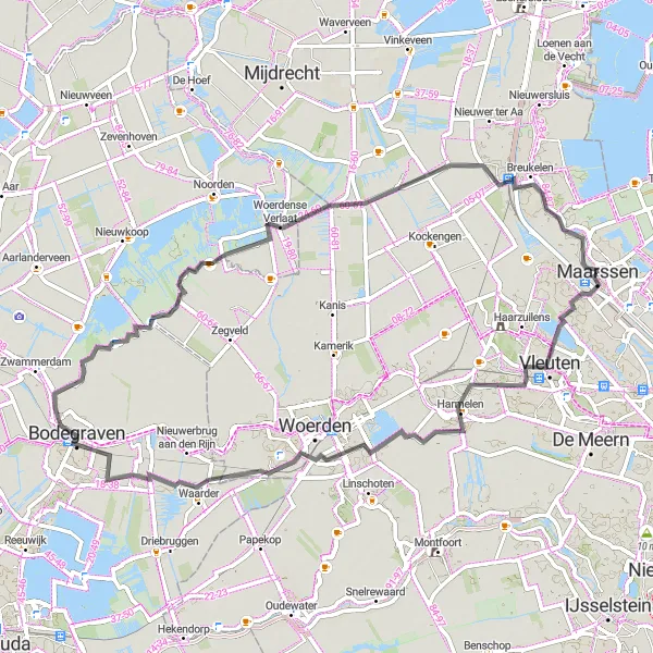 Map miniature of "Countryside Escape" cycling inspiration in Utrecht, Netherlands. Generated by Tarmacs.app cycling route planner