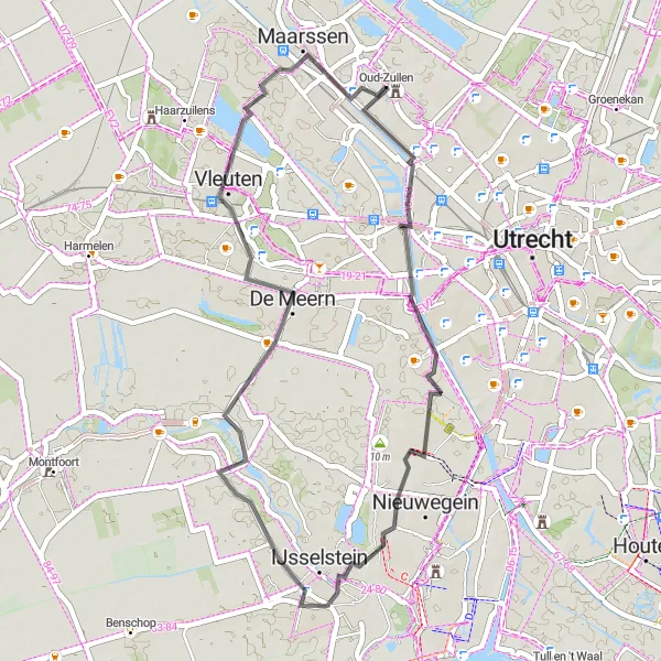 Miniatuurkaart van de fietsinspiratie "Ontdekkingstocht per racefiets vanuit Maarssen" in Utrecht, Netherlands. Gemaakt door de Tarmacs.app fietsrouteplanner