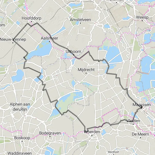 Map miniature of "Hidden Gems of Utrecht" cycling inspiration in Utrecht, Netherlands. Generated by Tarmacs.app cycling route planner