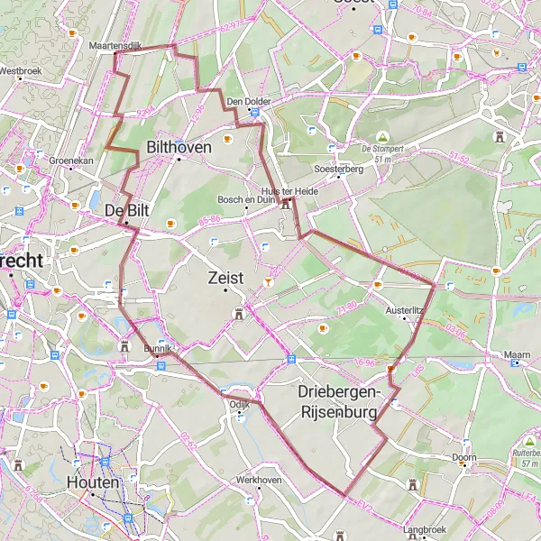 Map miniature of "Exploring Nature's Delights" cycling inspiration in Utrecht, Netherlands. Generated by Tarmacs.app cycling route planner