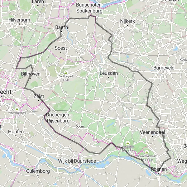 Map miniature of "Utrecht Countryside Road Cycling" cycling inspiration in Utrecht, Netherlands. Generated by Tarmacs.app cycling route planner