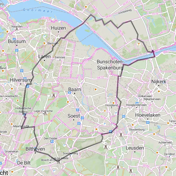 Map miniature of "Road Cycling Adventure from Maartensdijk" cycling inspiration in Utrecht, Netherlands. Generated by Tarmacs.app cycling route planner