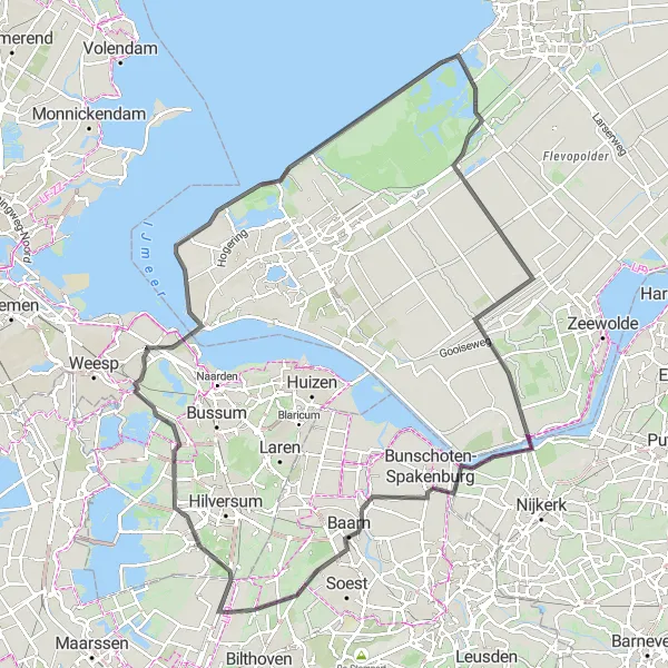 Map miniature of "Countryside Wonders and Coastal Beauty" cycling inspiration in Utrecht, Netherlands. Generated by Tarmacs.app cycling route planner