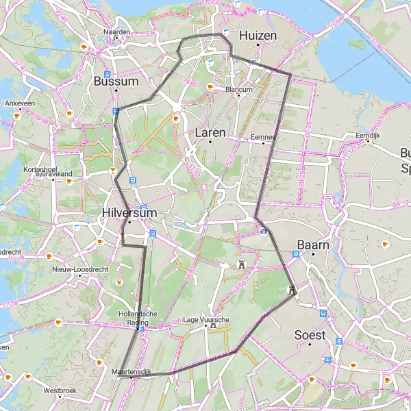 Map miniature of "Gorgeous Landscapes and Picturesque Towns" cycling inspiration in Utrecht, Netherlands. Generated by Tarmacs.app cycling route planner