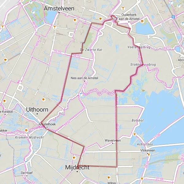 Map miniature of "Mijdrecht Gravel Adventure" cycling inspiration in Utrecht, Netherlands. Generated by Tarmacs.app cycling route planner