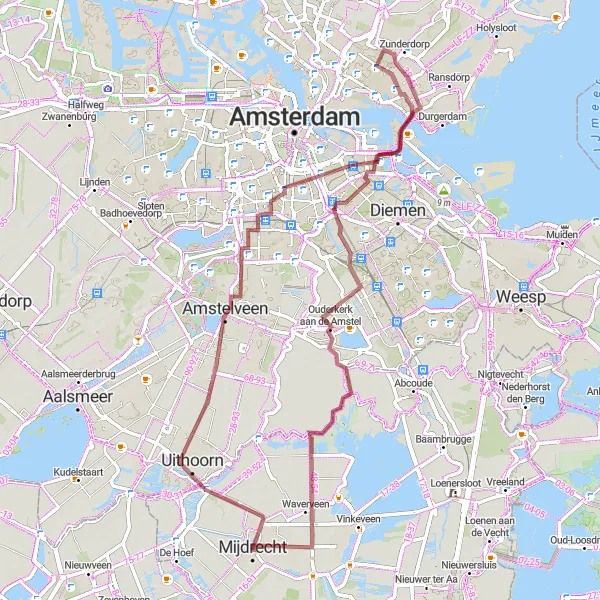 Map miniature of "Tour through the Dutch Polders" cycling inspiration in Utrecht, Netherlands. Generated by Tarmacs.app cycling route planner