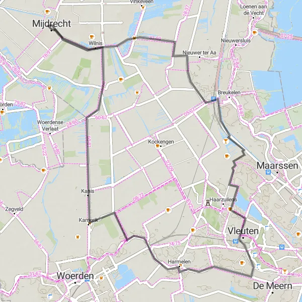 Miniatuurkaart van de fietsinspiratie "Weg rond Mijdrecht" in Utrecht, Netherlands. Gemaakt door de Tarmacs.app fietsrouteplanner