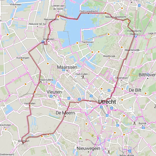 Miniatuurkaart van de fietsinspiratie "Gravelpad langs Utrechtse Landschappen" in Utrecht, Netherlands. Gemaakt door de Tarmacs.app fietsrouteplanner