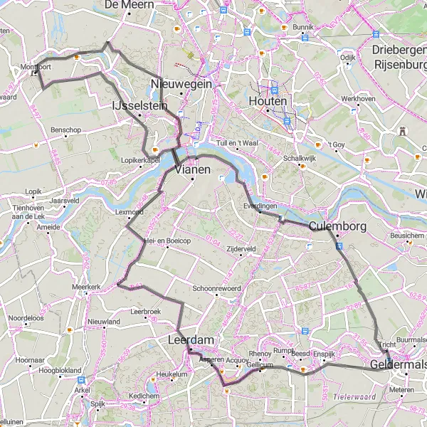 Miniatuurkaart van de fietsinspiratie "Landschappen van de Lopikerwaard" in Utrecht, Netherlands. Gemaakt door de Tarmacs.app fietsrouteplanner