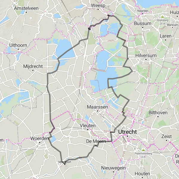 Map miniature of "Waterland and River Vecht" cycling inspiration in Utrecht, Netherlands. Generated by Tarmacs.app cycling route planner