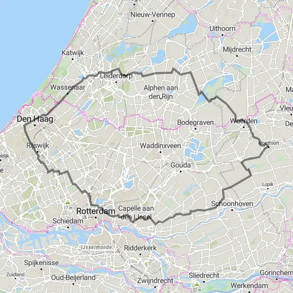 Miniatuurkaart van de fietsinspiratie "Historie en Natuur rond Montfoort" in Utrecht, Netherlands. Gemaakt door de Tarmacs.app fietsrouteplanner
