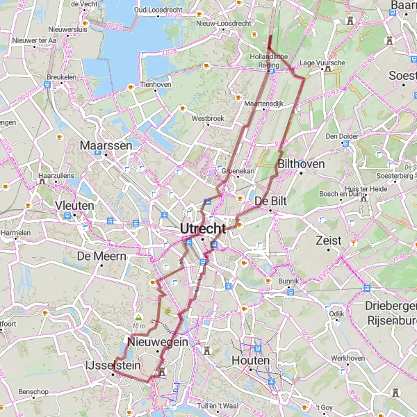 Miniatuurkaart van de fietsinspiratie "Avontuurlijk Gravelpad naar IJsselstein" in Utrecht, Netherlands. Gemaakt door de Tarmacs.app fietsrouteplanner