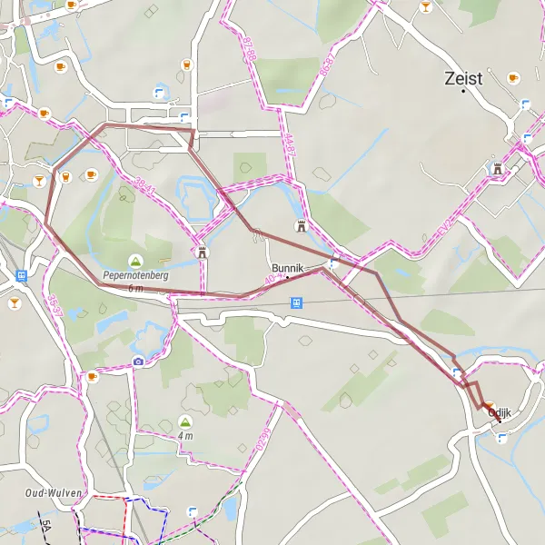 Map miniature of "Odijk Pepernotenberg Ride" cycling inspiration in Utrecht, Netherlands. Generated by Tarmacs.app cycling route planner