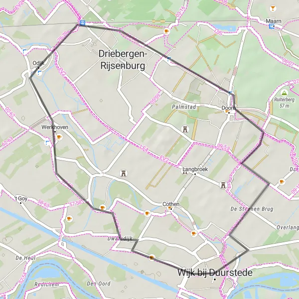 Map miniature of "Odijk Doorn Route" cycling inspiration in Utrecht, Netherlands. Generated by Tarmacs.app cycling route planner