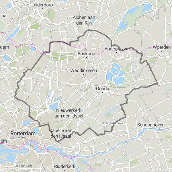 Map miniature of "The Riverside Ride" cycling inspiration in Utrecht, Netherlands. Generated by Tarmacs.app cycling route planner