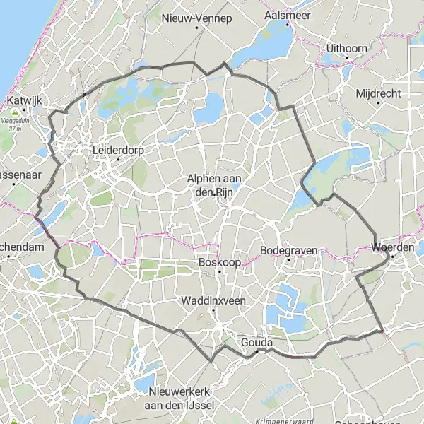Map miniature of "The River and Countryside Adventure" cycling inspiration in Utrecht, Netherlands. Generated by Tarmacs.app cycling route planner