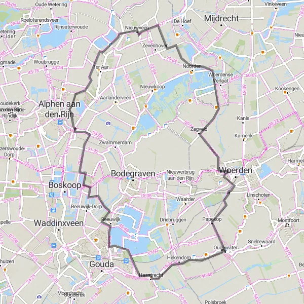Miniatuurkaart van de fietsinspiratie "Langs de waterwegen naar Papekop" in Utrecht, Netherlands. Gemaakt door de Tarmacs.app fietsrouteplanner