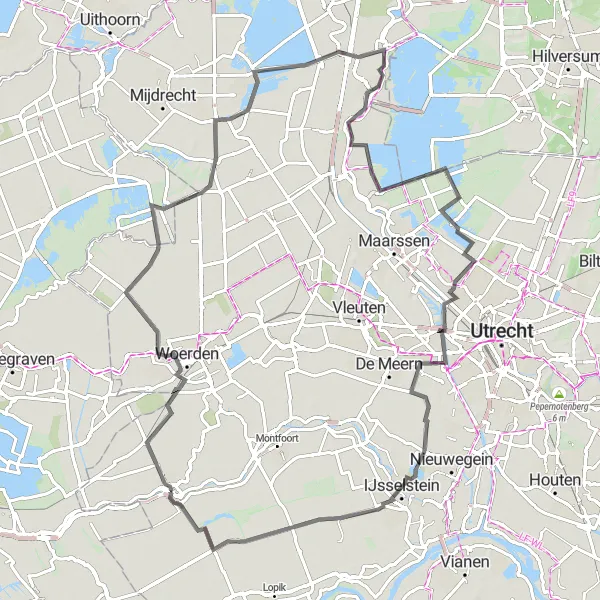 Map miniature of "Veenweide Views" cycling inspiration in Utrecht, Netherlands. Generated by Tarmacs.app cycling route planner