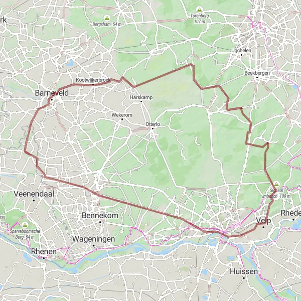 Map miniature of "Kootwijkerbroek - Uitkijktoren - Ede Route" cycling inspiration in Utrecht, Netherlands. Generated by Tarmacs.app cycling route planner