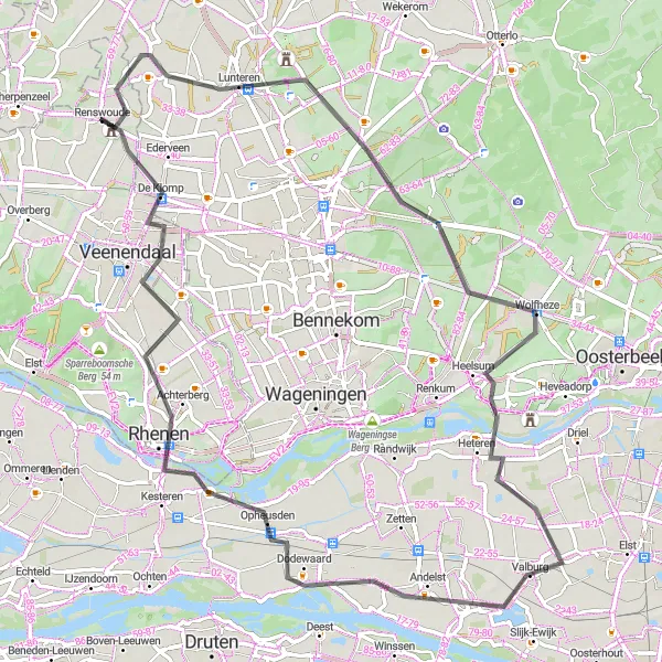 Miniatuurkaart van de fietsinspiratie "Historische route door de Veluwe" in Utrecht, Netherlands. Gemaakt door de Tarmacs.app fietsrouteplanner