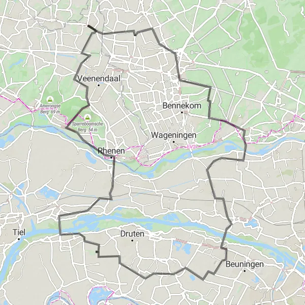 Map miniature of "The Scenic Road Tour around Renswoude" cycling inspiration in Utrecht, Netherlands. Generated by Tarmacs.app cycling route planner