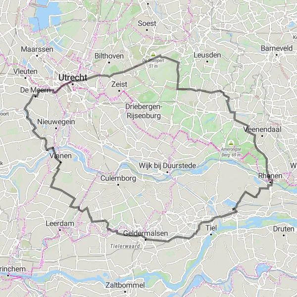 Miniatuurkaart van de fietsinspiratie "Historische route langs de Lek" in Utrecht, Netherlands. Gemaakt door de Tarmacs.app fietsrouteplanner