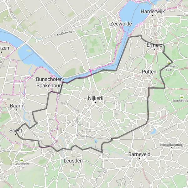 Map miniature of "The Soest Adventure" cycling inspiration in Utrecht, Netherlands. Generated by Tarmacs.app cycling route planner