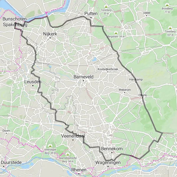 Map miniature of "Nijkerkernauw and Rondeel Loop" cycling inspiration in Utrecht, Netherlands. Generated by Tarmacs.app cycling route planner