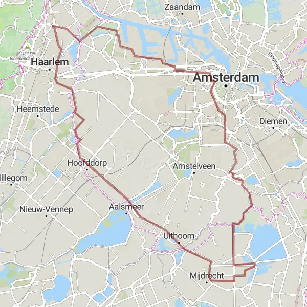 Map miniature of "Vinkeveen Gravel Adventure" cycling inspiration in Utrecht, Netherlands. Generated by Tarmacs.app cycling route planner