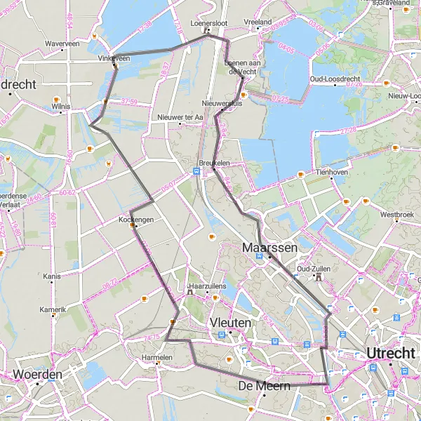 Map miniature of "Breukelen Loop" cycling inspiration in Utrecht, Netherlands. Generated by Tarmacs.app cycling route planner