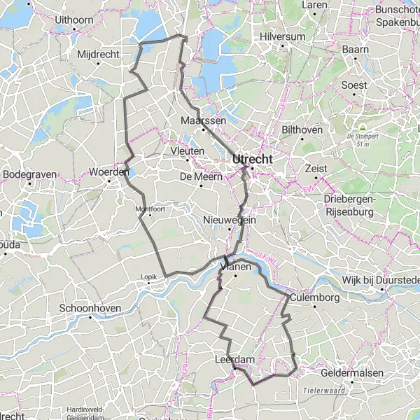 Miniatuurkaart van de fietsinspiratie "Rondje Breukelen en Uitweg" in Utrecht, Netherlands. Gemaakt door de Tarmacs.app fietsrouteplanner