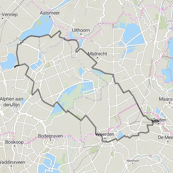 Map miniature of "Vleuten Highlights" cycling inspiration in Utrecht, Netherlands. Generated by Tarmacs.app cycling route planner