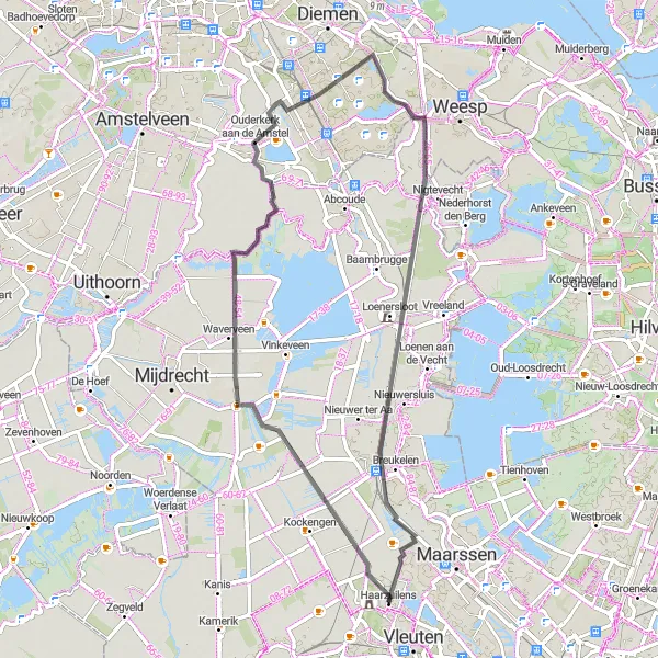 Map miniature of "Vleuten - Portengen Loop" cycling inspiration in Utrecht, Netherlands. Generated by Tarmacs.app cycling route planner