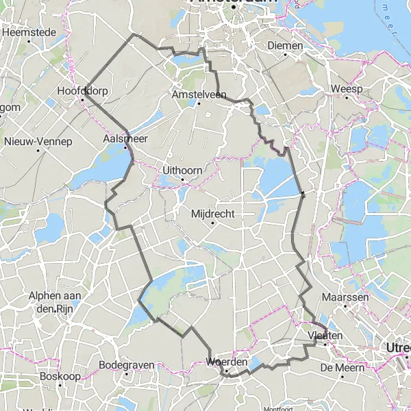 Miniatuurkaart van de fietsinspiratie "Langs Sloten en Voetangelbrug" in Utrecht, Netherlands. Gemaakt door de Tarmacs.app fietsrouteplanner