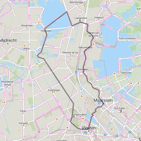 Map miniature of "The Castle Tour" cycling inspiration in Utrecht, Netherlands. Generated by Tarmacs.app cycling route planner