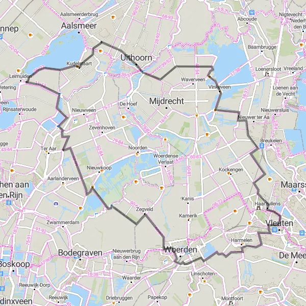 Miniatuurkaart van de fietsinspiratie "Rondje Botshol en Oud-Aa" in Utrecht, Netherlands. Gemaakt door de Tarmacs.app fietsrouteplanner