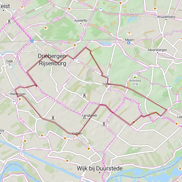 Miniatuurkaart van de fietsinspiratie "Ontdekkingstocht door de Utrechtse Heuvelrug" in Utrecht, Netherlands. Gemaakt door de Tarmacs.app fietsrouteplanner