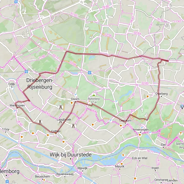 Map miniature of "Werkhoven Heritage Ride" cycling inspiration in Utrecht, Netherlands. Generated by Tarmacs.app cycling route planner