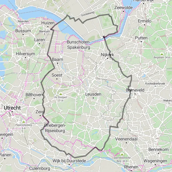 Map miniature of "Utrecht Grand Tour" cycling inspiration in Utrecht, Netherlands. Generated by Tarmacs.app cycling route planner