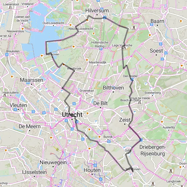 Map miniature of "Discover Utrecht" cycling inspiration in Utrecht, Netherlands. Generated by Tarmacs.app cycling route planner