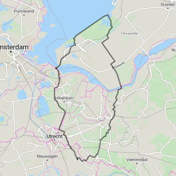 Miniatuurkaart van de fietsinspiratie "Roadtrip door Utrecht en Gelderland" in Utrecht, Netherlands. Gemaakt door de Tarmacs.app fietsrouteplanner