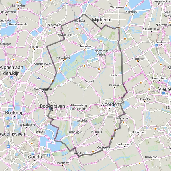 Miniatuurkaart van de fietsinspiratie "Historisch Utrechtse Dorpjes Toer" in Utrecht, Netherlands. Gemaakt door de Tarmacs.app fietsrouteplanner