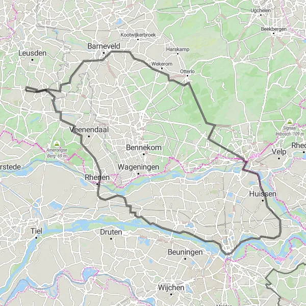 Miniatuurkaart van de fietsinspiratie "Langs historische steden van Woudenberg naar Rhenen" in Utrecht, Netherlands. Gemaakt door de Tarmacs.app fietsrouteplanner