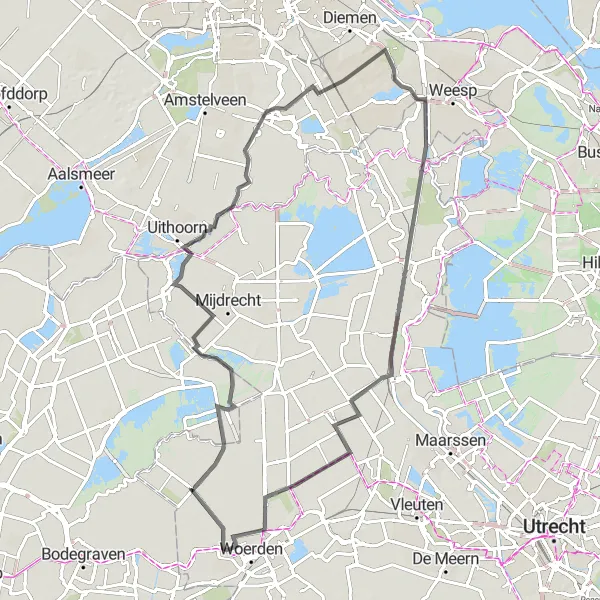 Map miniature of "Exploring Slikkendam and Moskees" cycling inspiration in Utrecht, Netherlands. Generated by Tarmacs.app cycling route planner