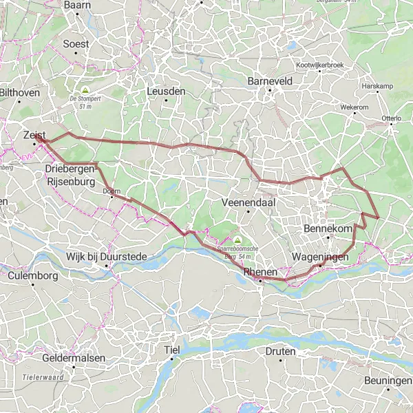 Miniatuurkaart van de fietsinspiratie "Gravelroute van Zeist naar Utrecht" in Utrecht, Netherlands. Gemaakt door de Tarmacs.app fietsrouteplanner