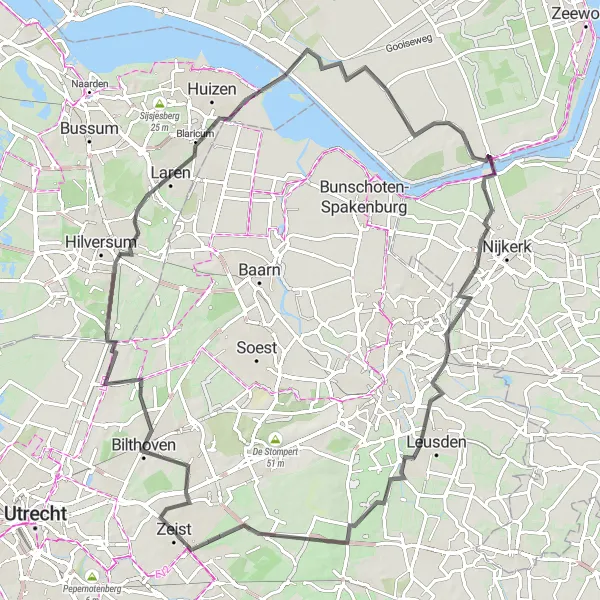 Miniatuurkaart van de fietsinspiratie "Wegen van Bilthoven naar Zeist" in Utrecht, Netherlands. Gemaakt door de Tarmacs.app fietsrouteplanner