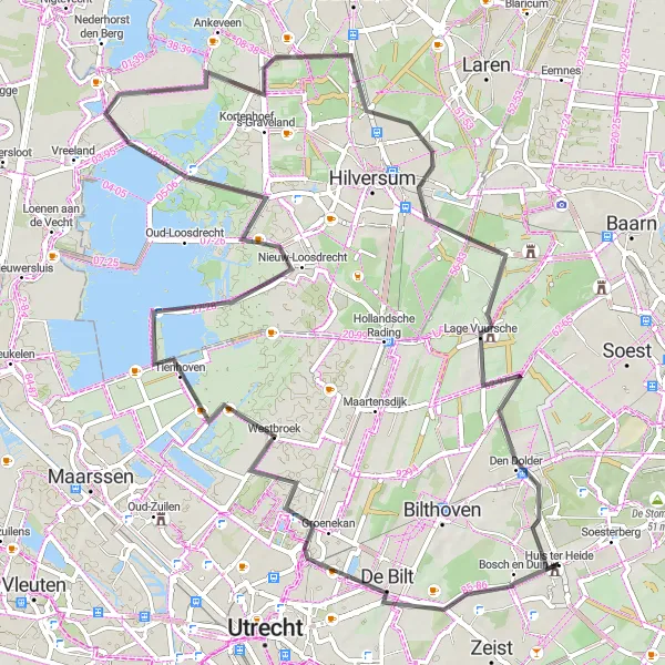 Miniatuurkaart van de fietsinspiratie "Bosrijke route rond Lage Vuursche" in Utrecht, Netherlands. Gemaakt door de Tarmacs.app fietsrouteplanner