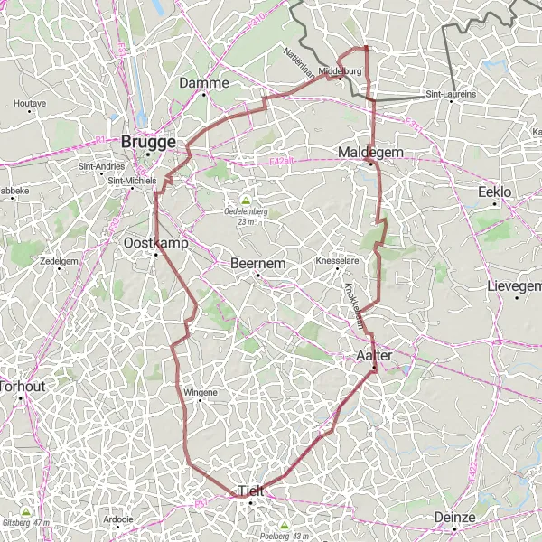 Map miniature of "Zeeland Nature Trail" cycling inspiration in Zeeland, Netherlands. Generated by Tarmacs.app cycling route planner